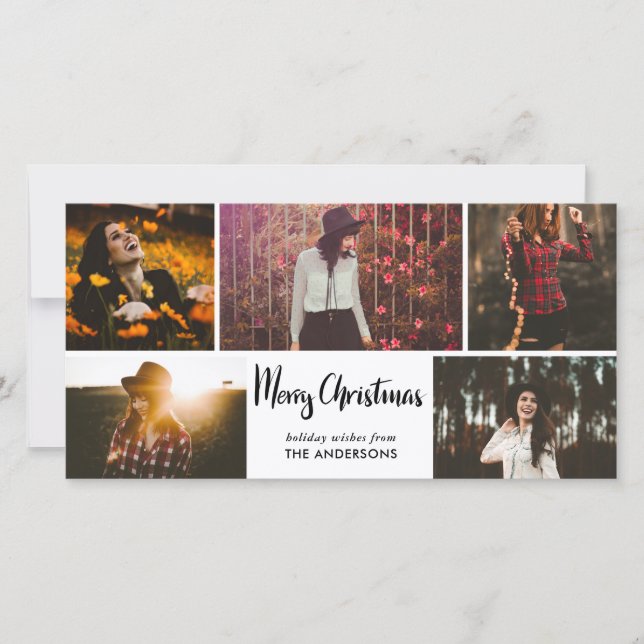 Feliz Día de Navidad Cinco Collages de fotos (Anverso)