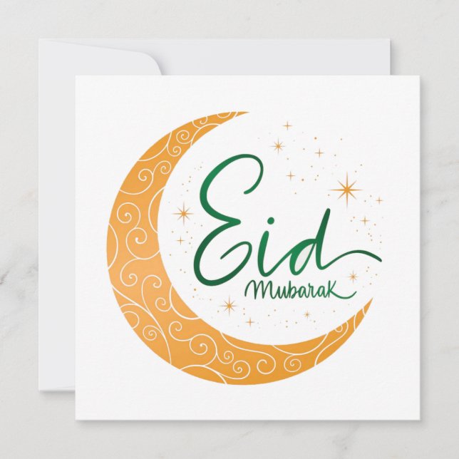 Feliz Día de Navidad de luna de oro de Eid Mubarak (Anverso)