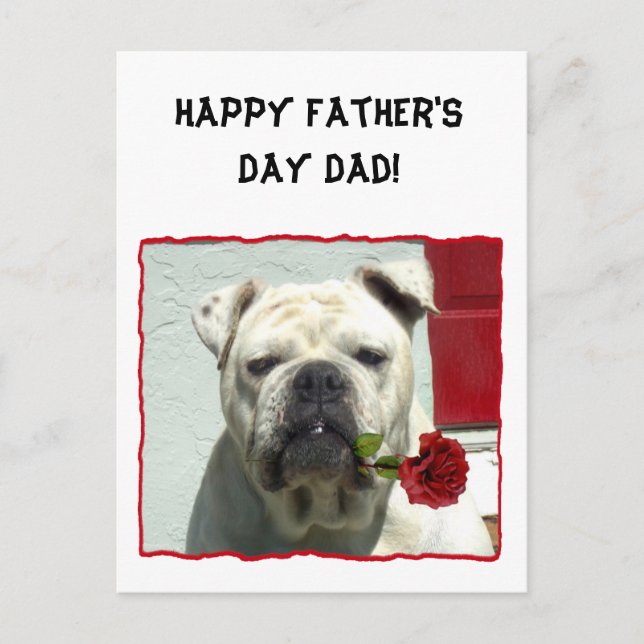 Feliz día de papá bulldog tarjeta de felicitación (Anverso)