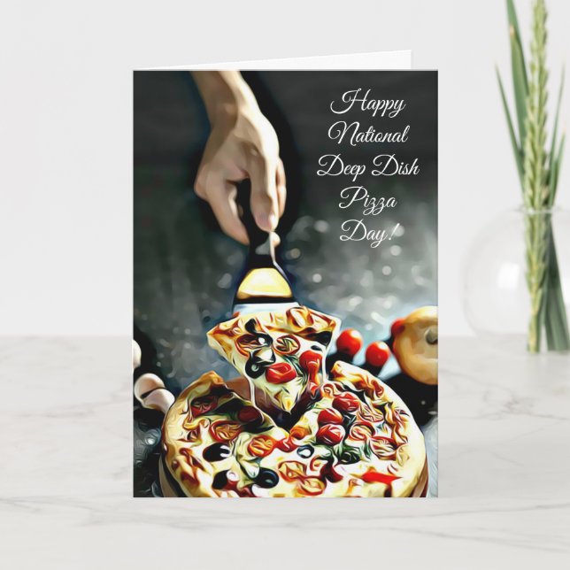 Feliz Día de Pizza Deep Dish 5 de abril tarjeta (Anverso)