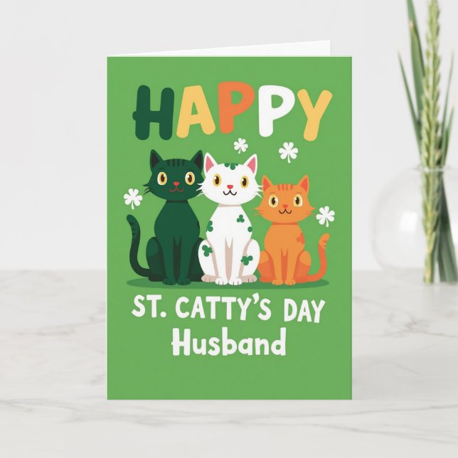 Feliz día de San Cattys Esposo Tarjeta (Anverso)
