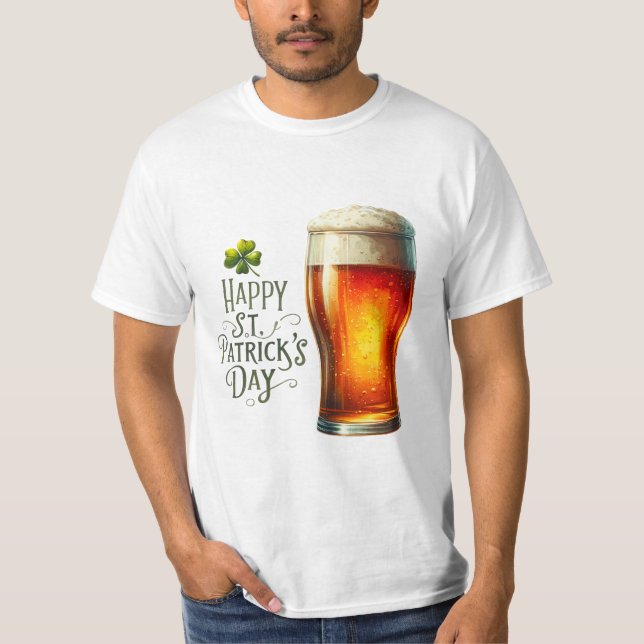 Feliz Día de San Patricio camiseta con cerveza (Anverso)