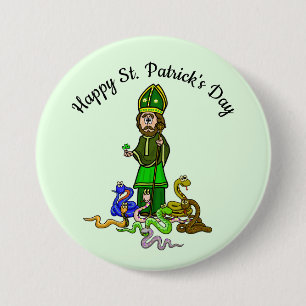 Feliz Día de San Patricio con botón de serpientes