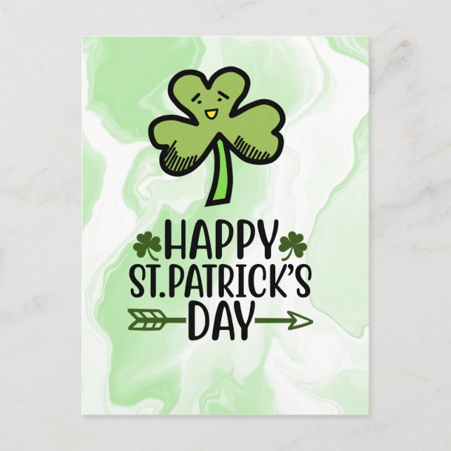 Feliz Día de San Patricio con tarjeta shamrock (Anverso)