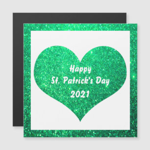 Feliz Día de San Patricio, corazón verde Purpurina