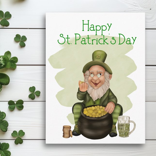 Feliz día de San Patricio Duende Verde Tarjeta Pos (Subido por el creador)
