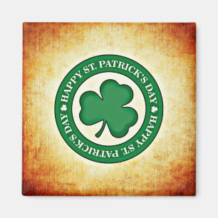 Feliz día de San Patricio Imán cuadrado de trébol