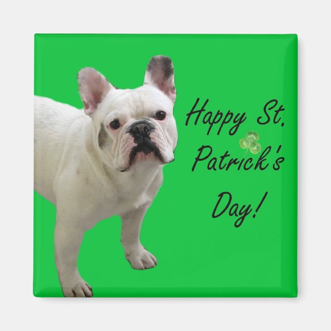 Feliz Día de San Patricio imán de Bulldog francés (Frente)