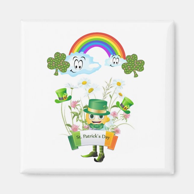 Feliz Día de San Patricio imanes arco iris (Frente)