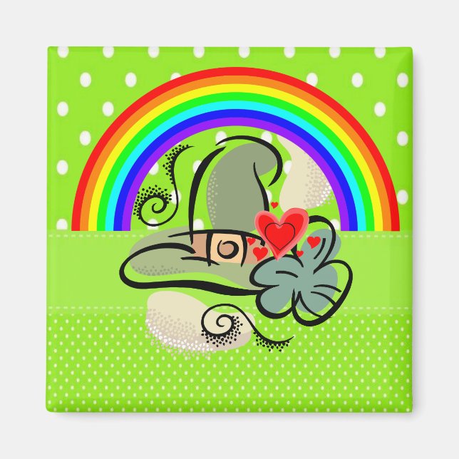 Feliz Día de San Patricio imanes arco iris (Frente)