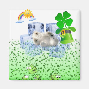 Feliz Día de San Patricio imanes oso polar