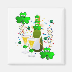 Feliz Día de San Patricio imanes Vino de Shamrock