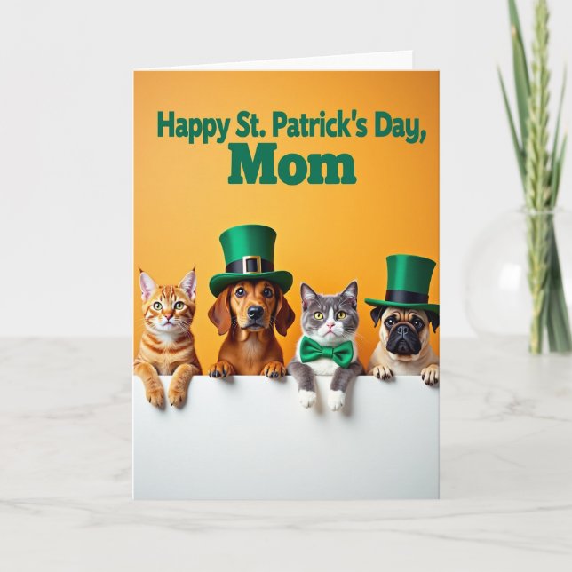 Feliz día de San Patricio Mamá Tarjeta de Mascotas (Anverso)