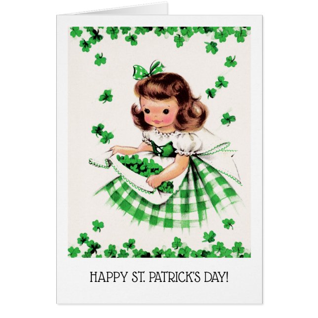 Feliz Día de San Patricio. Pequeña tarjeta Chica i (Frente)