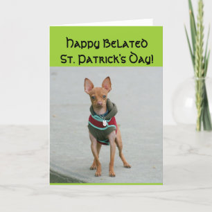 Feliz Día de San Patricio tardío, tarjeta Chihuahu