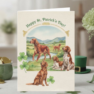 Feliz día de San Patricio Tarjeta de perro Setter