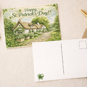 Feliz día de San Patricio Tarjeta postal de cabaña