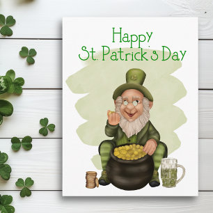 Feliz Día de San Patricio, tarjeta postal verde de
