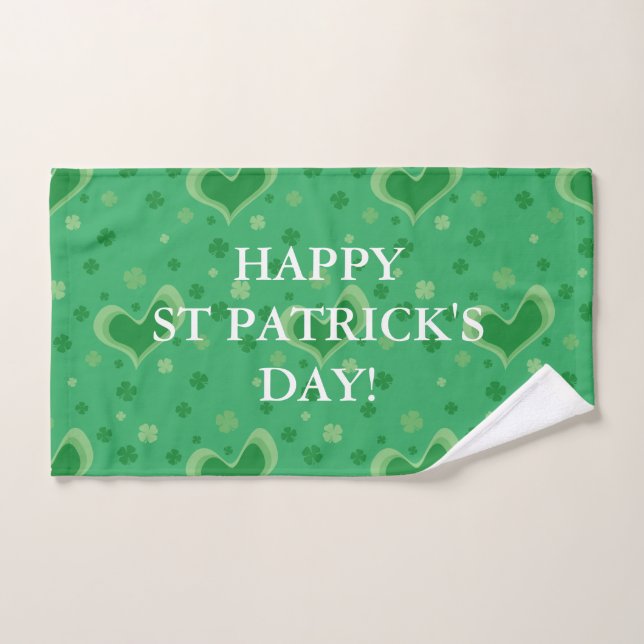 Feliz Día de San Patricio, trébol verde afortunado (Toalla de mano)