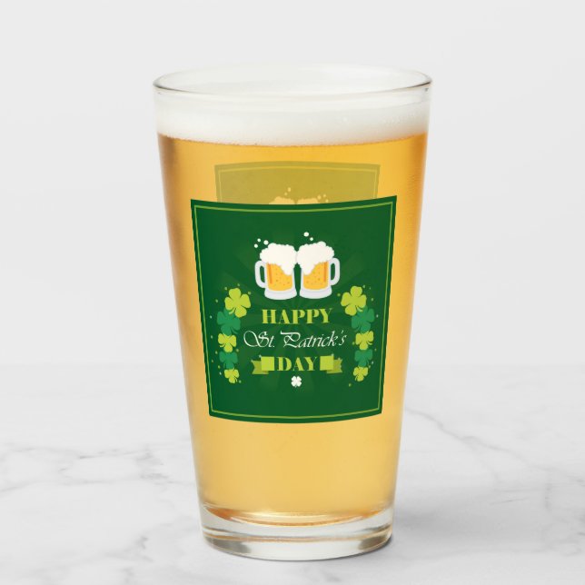 Feliz Día de San Patrón Cerveza y Clovers (Anverso (lleno))