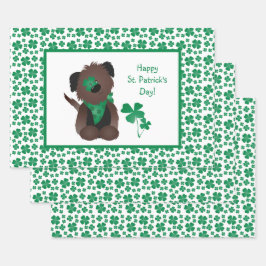 Feliz Día de San Patrón Perro Cuatro Hojas Verde
