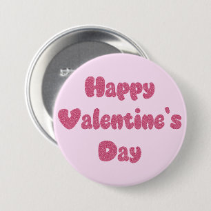 Feliz día de San Valentín botón de purpurina