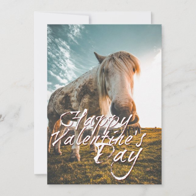 Feliz día de San Valentín con caballo mirando (Anverso)