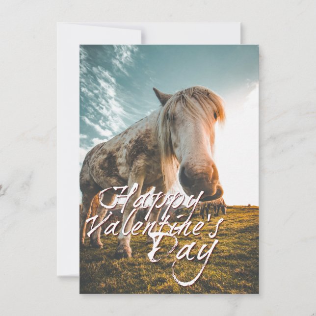 Feliz día de San Valentín con caballo mirando (Anverso)