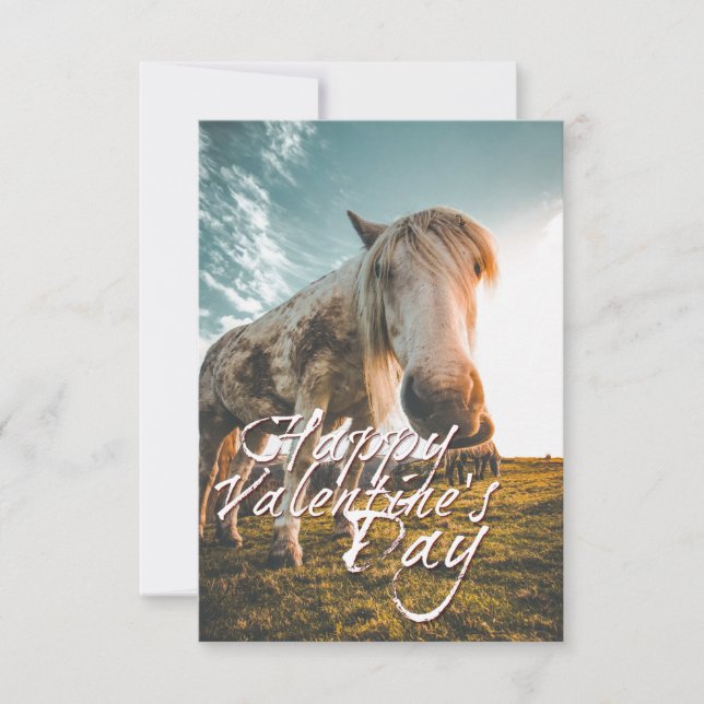 Feliz día de San Valentín con caballo mirando (Anverso)