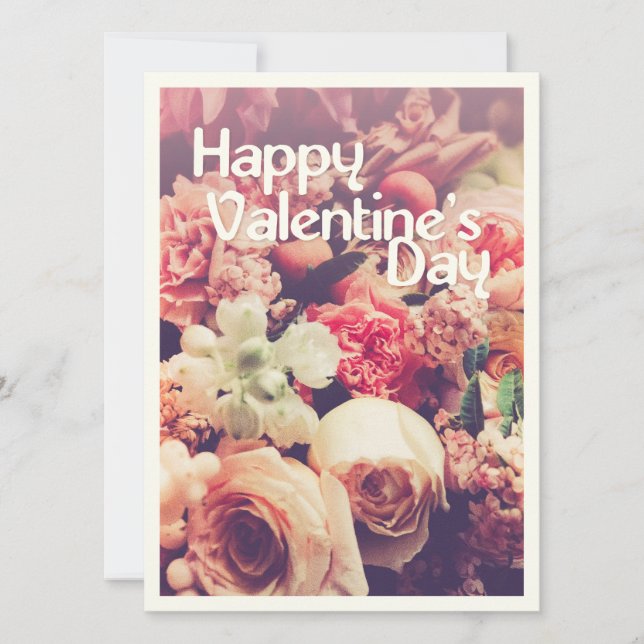 Feliz Día de San Valentín con el Bouquet de Flores (Anverso)