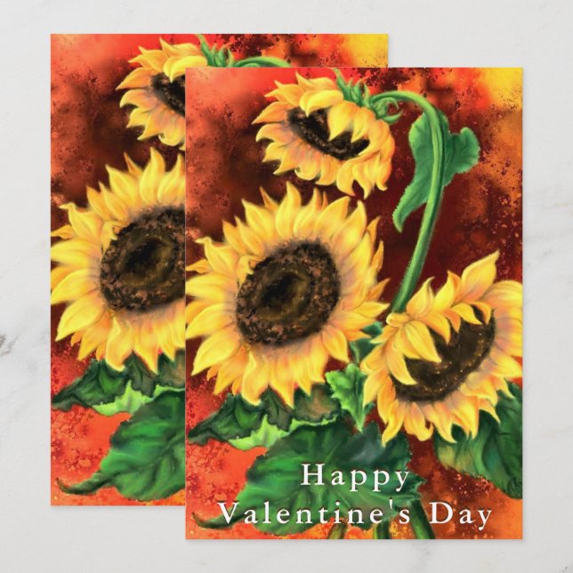 Feliz Día de San Valentín con girasoles (Anverso / Reverso)