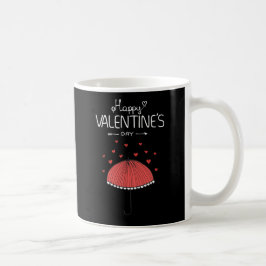 Feliz Día de San Valentín con paraguas y taza de c