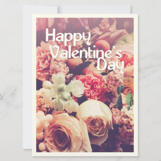 Feliz día de San Valentín con ramo de flores vinta (Anverso)