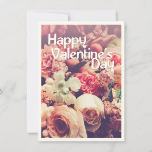 Feliz día de San Valentín con ramo de flores vinta