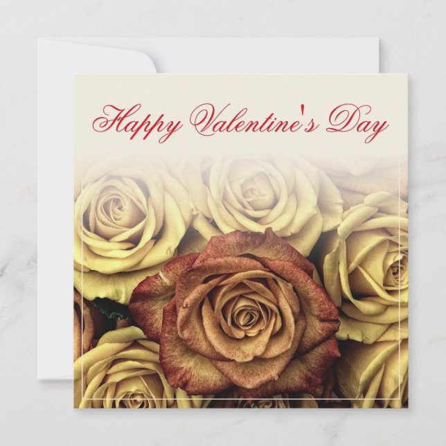 Feliz día de San Valentín con ramo de rosas amaril (Anverso)