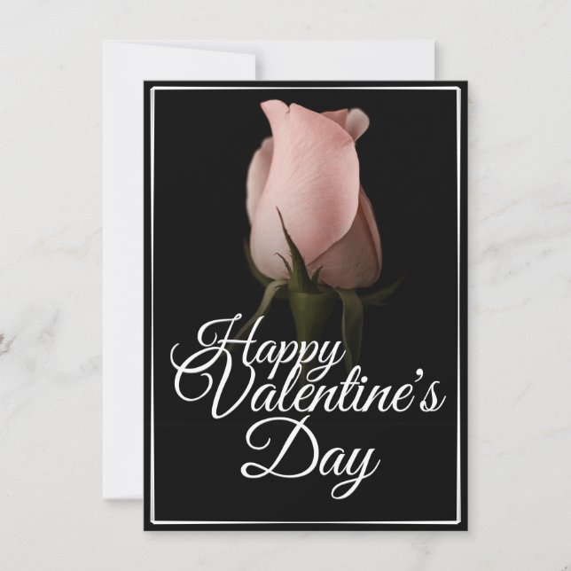 Feliz Día de San Valentín con rosa rosado (Anverso)