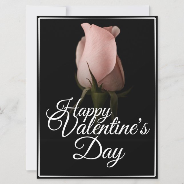 Feliz Día de San Valentín con rosa rosado (Anverso)