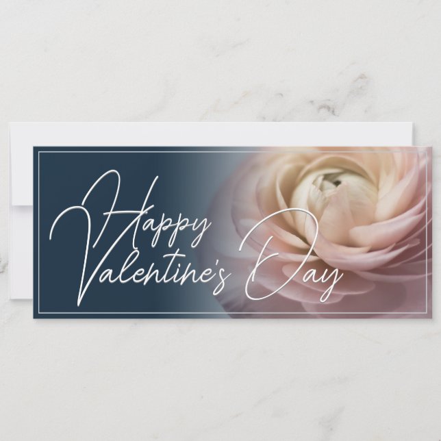 Feliz Día de San Valentín con una gran rosa rosa r (Anverso)