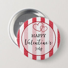 Feliz día de San Valentín corazón rayas botón