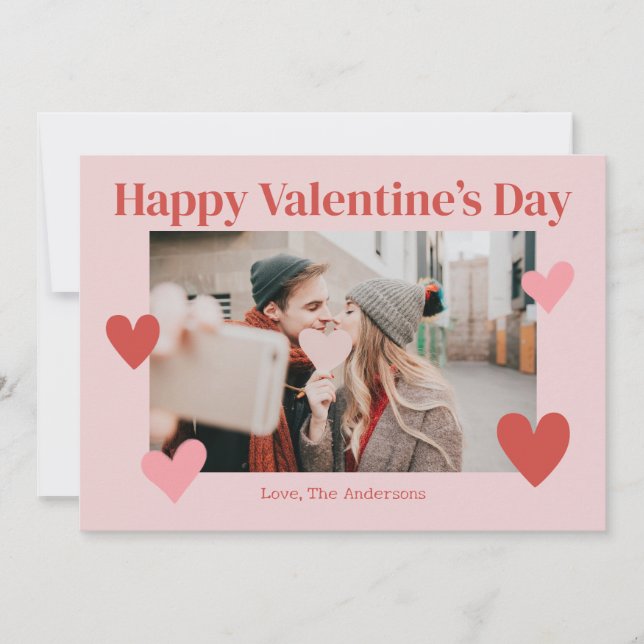 Feliz día de San Valentín corazón tarjeta de foto  (Anverso)