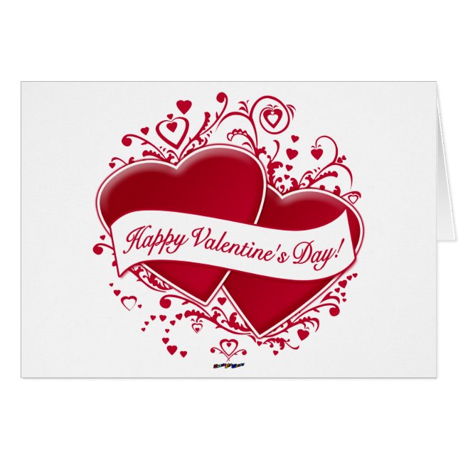 ¡Feliz Día de San Valentín! Corazones rojos (Anverso (Horizontal))