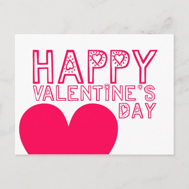 Feliz Día de San Valentín Cute tipografía postal (Anverso)