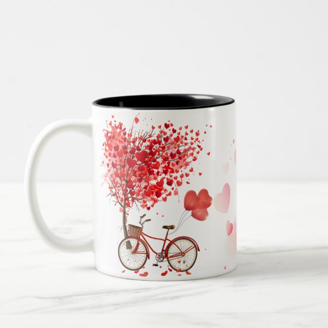 "Feliz Día de San Valentín diseño de taza - amor e (Izquierda)