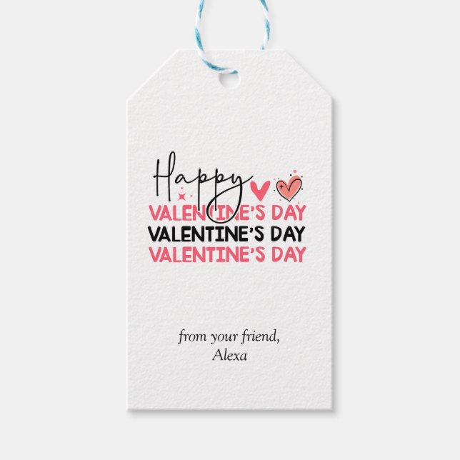 Feliz Día de San Valentín, etiqueta simple de rega (Anverso)