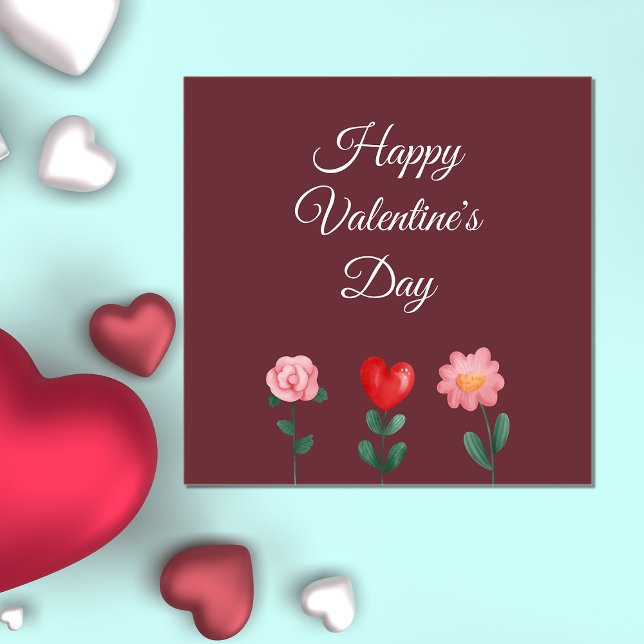 Feliz Día de San Valentín flores tarjeta de Borgoñ (Subido por el creador)