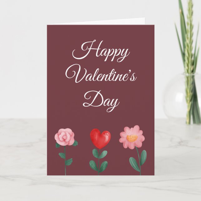 Feliz Día de San Valentín flores tarjeta de escrit (Anverso)