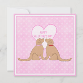Feliz día de San Valentín Golden Dogs Flat Card
