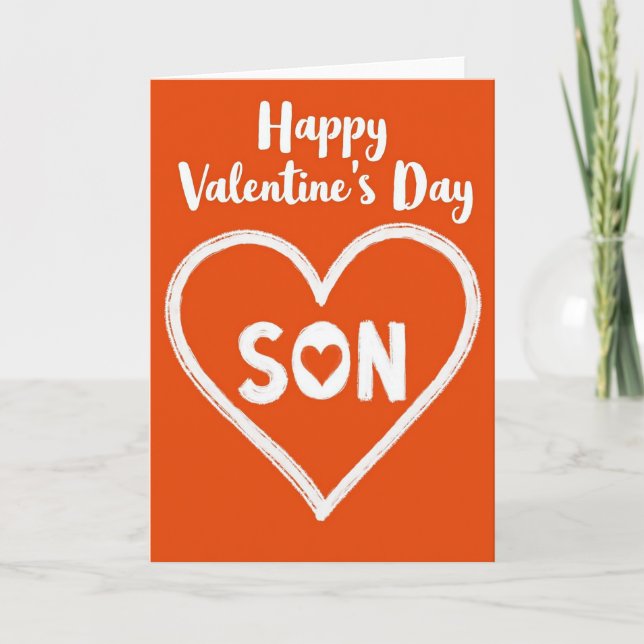 Feliz Día de San Valentín Hijo Tarjeta de Corazón  (Anverso)