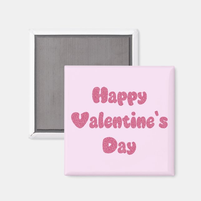 Feliz día de San Valentín imán con purpurina (Anverso/Reverso)