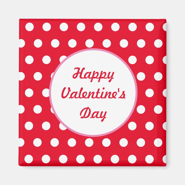Feliz Día de San Valentín, imán cuadrado (rojo y b (Frente)